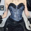 Elegant goth beaded lace corset