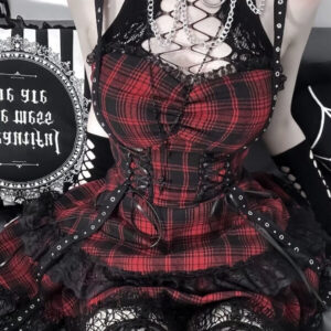 Spicy red gothic girl outfit